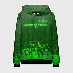 Толстовка-худи мужская Counter-Strike 2 - green gradient посередине, цвет: 3D-черный