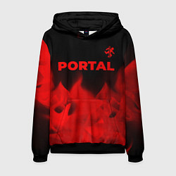 Толстовка-худи мужская Portal - red gradient посередине, цвет: 3D-черный