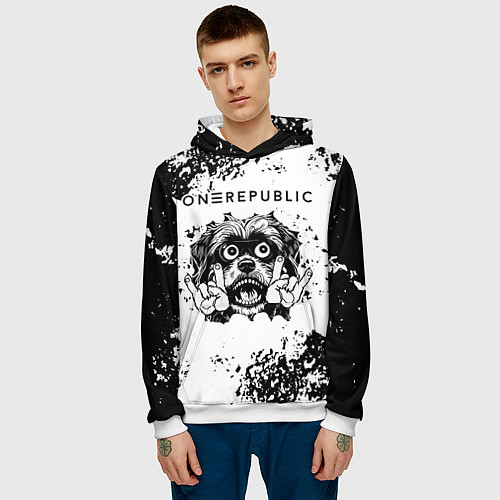 Мужская толстовка OneRepublic - рок пес / 3D-Белый – фото 3