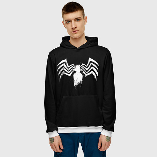 Мужская толстовка Venom - logo / 3D-Белый – фото 3