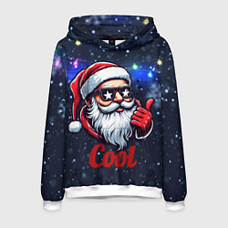 Толстовка-худи мужская Cool Santa in glasses, цвет: 3D-белый