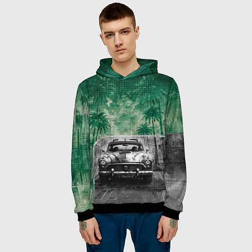 Мужская толстовка Ретроавтомобиль / 3D-Черный – фото 3