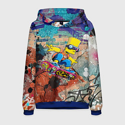 Толстовка-худи мужская Bart Simpson on a skateboard - graffiti, цвет: 3D-синий