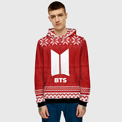 Толстовка-худи мужская Новогодний BTS, цвет: 3D-черный — фото 2
