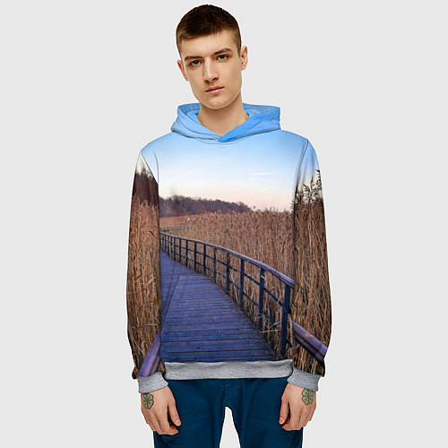 Мужская толстовка Камышовые плавни на Финском заливе / 3D-Меланж – фото 3