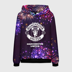 Толстовка-худи мужская Праздничный Manchester United, цвет: 3D-черный