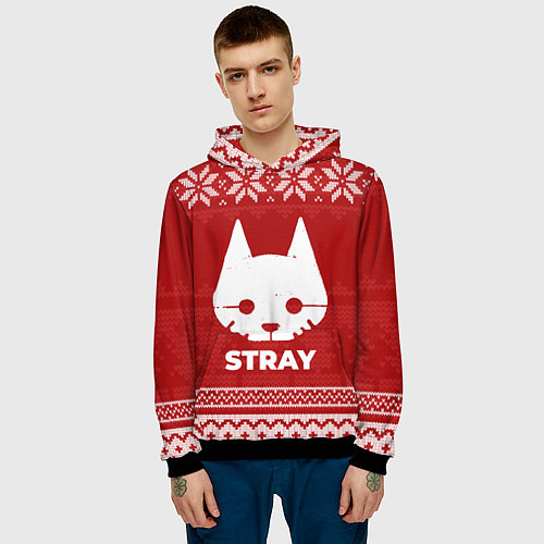 Мужская толстовка Новогодний Stray / 3D-Черный – фото 3