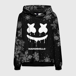 Толстовка-худи мужская Снежный Marshmello, цвет: 3D-черный