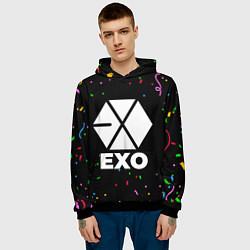 Толстовка-худи мужская Exo конфети, цвет: 3D-черный — фото 2