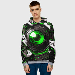 Толстовка-худи мужская Зелёная сфера киберпанк, цвет: 3D-меланж — фото 2