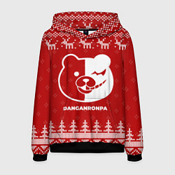 Толстовка-худи мужская Новогодний Danganronpa с оленями, цвет: 3D-черный