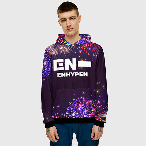 Мужская толстовка Праздничный Enhypen / 3D-Черный – фото 3