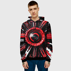 Толстовка-худи мужская Чёрно-красная сфера киберпанк, цвет: 3D-черный — фото 2