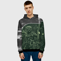 Толстовка-худи мужская Киборг в серо-зелёных тонах, цвет: 3D-черный — фото 2