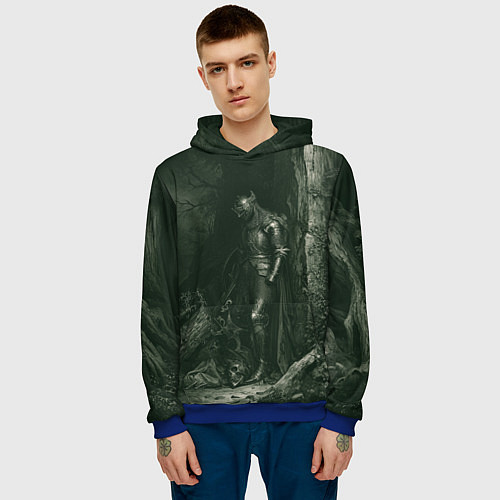 Мужская толстовка Уставший воин после битвы / 3D-Синий – фото 3
