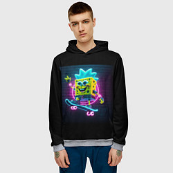 Толстовка-худи мужская Sponge Bob on a skateboard - ai art fantasy, цвет: 3D-меланж — фото 2