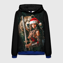 Толстовка-худи мужская Античная снегурочка воин с медведем, цвет: 3D-синий