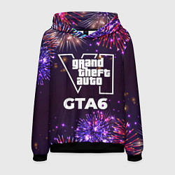 Толстовка-худи мужская Праздничный GTA6, цвет: 3D-черный