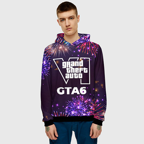 Мужская толстовка Праздничный GTA6 / 3D-Черный – фото 3