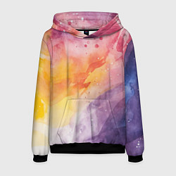 Толстовка-худи мужская Краски акварели, цвет: 3D-черный