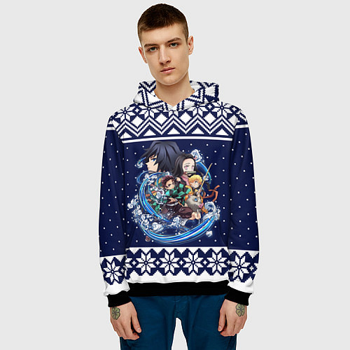 Мужская толстовка Demon slayer sweater / 3D-Черный – фото 3