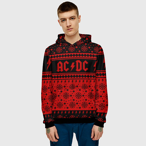 Мужская толстовка ACDC christmas sweater / 3D-Черный – фото 3