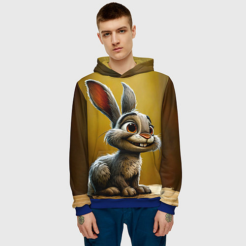 Мужская толстовка Милый зайчик / 3D-Синий – фото 3