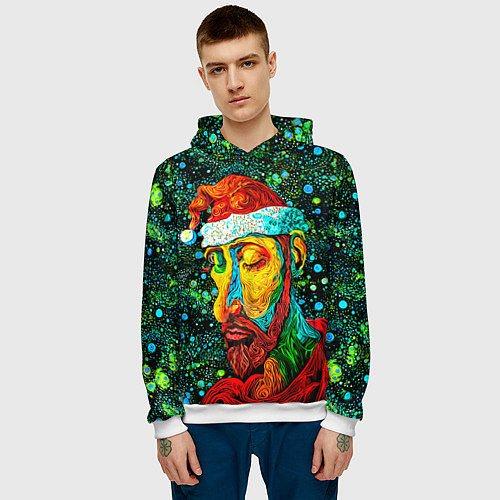 Мужская толстовка Ded Moroz: pop-art-brut-nouveau pointillism / 3D-Белый – фото 3