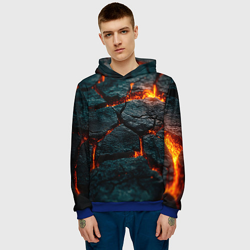 Мужская толстовка Скала и лава / 3D-Синий – фото 3