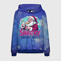 Толстовка-худи мужская Санта ест печенье с молоком, цвет: 3D-синий