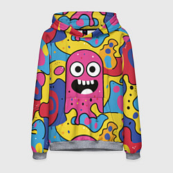Толстовка-худи мужская Причудливый узор с улыбающимся персонажем, цвет: 3D-меланж
