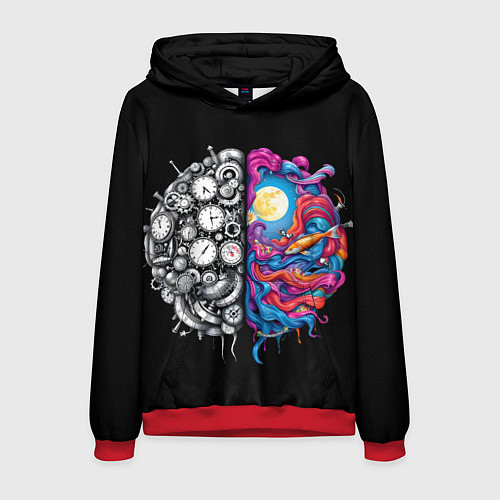 Мужская толстовка Правое и левое полушарие / 3D-Красный – фото 1