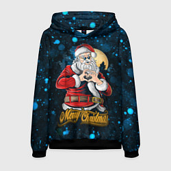 Толстовка-худи мужская Романтичный санта, цвет: 3D-черный