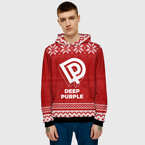 Мужская толстовка Новогодний Deep Purple / 3D-Черный – фото 3