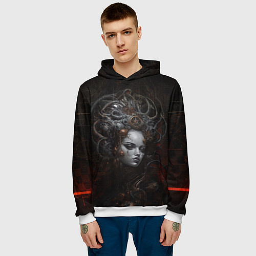 Мужская толстовка Кибернетическая жрица / 3D-Белый – фото 3