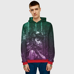 Толстовка-худи мужская Азиатская девушка-андроид, цвет: 3D-красный — фото 2