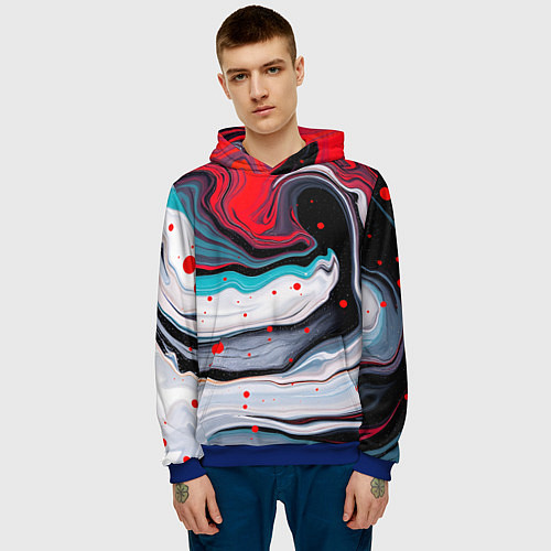 Мужская толстовка Флюид арт абстракция / 3D-Синий – фото 3
