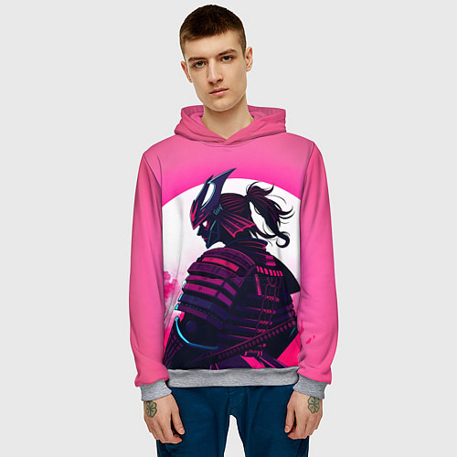 Мужская толстовка Самурай на розовом фоне / 3D-Меланж – фото 3