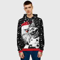 Толстовка-худи мужская Страшный Санта и страшный снеговик, цвет: 3D-красный — фото 2