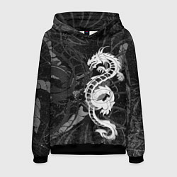 Толстовка-худи мужская Белый трайбл дракон, цвет: 3D-черный