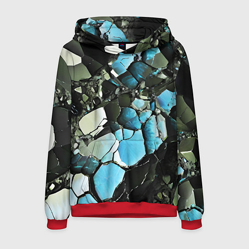 Мужская толстовка Чёрно-синий камень / 3D-Красный – фото 1