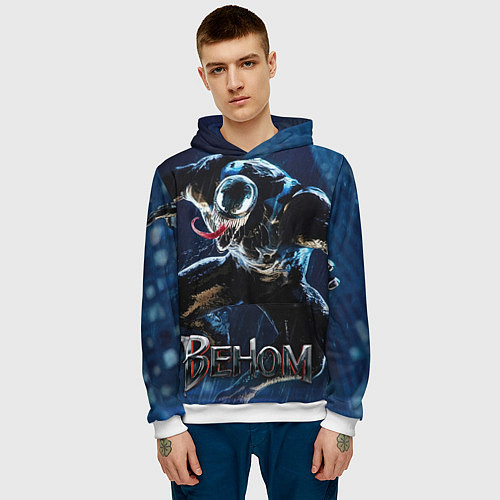Мужская толстовка Веном в прыжке / 3D-Белый – фото 3