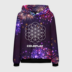 Толстовка-худи мужская Праздничный Coldplay, цвет: 3D-черный