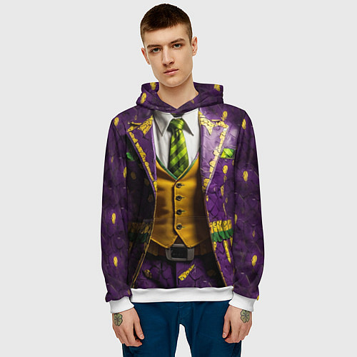 Мужская толстовка Фиолетовый костюм Джокера / 3D-Белый – фото 3