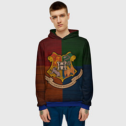 Толстовка-худи мужская Hogwarts emblem, цвет: 3D-синий — фото 2