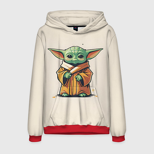 Мужская толстовка Малыш Грогу - Мандолорец / 3D-Красный – фото 1