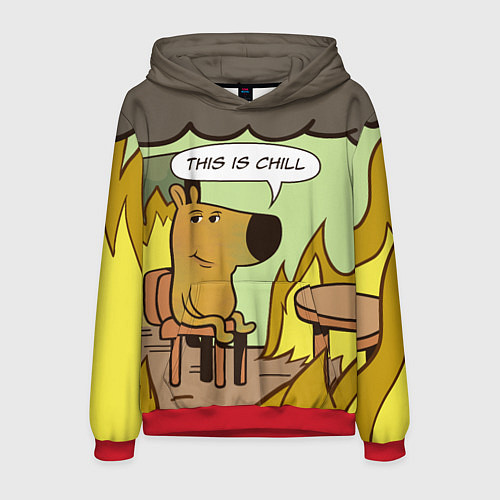 Мужская толстовка This is chill - this is fine мем / 3D-Красный – фото 1