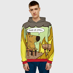 Толстовка-худи мужская This is chill - this is fine мем, цвет: 3D-красный — фото 2