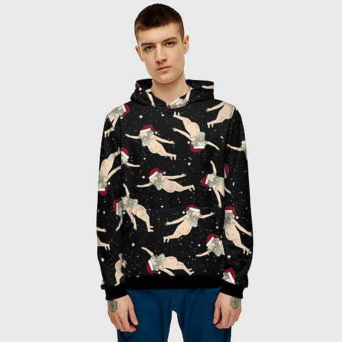 Мужская толстовка Рик и Морти новогодний паттерн / 3D-Черный – фото 3