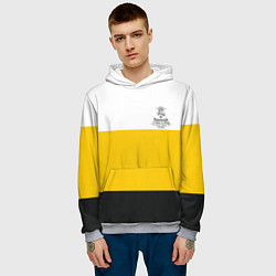 Толстовка-худи мужская Без труда не вытащишь и рыбку - с флагом черная на, цвет: 3D-меланж — фото 2